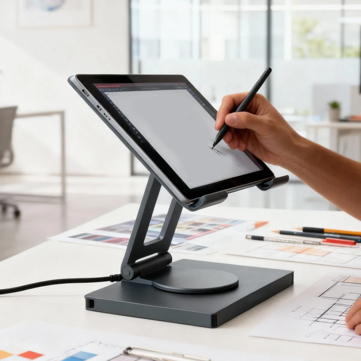 Greensen 7 en 1 Hub USB C, Support de Charge Pivotant à 360 Degrés Station d'accueil pour Ordinateur Portable avec Charge PD 100W 4K 30Hz USB 3.0, pour Pro Air XPS