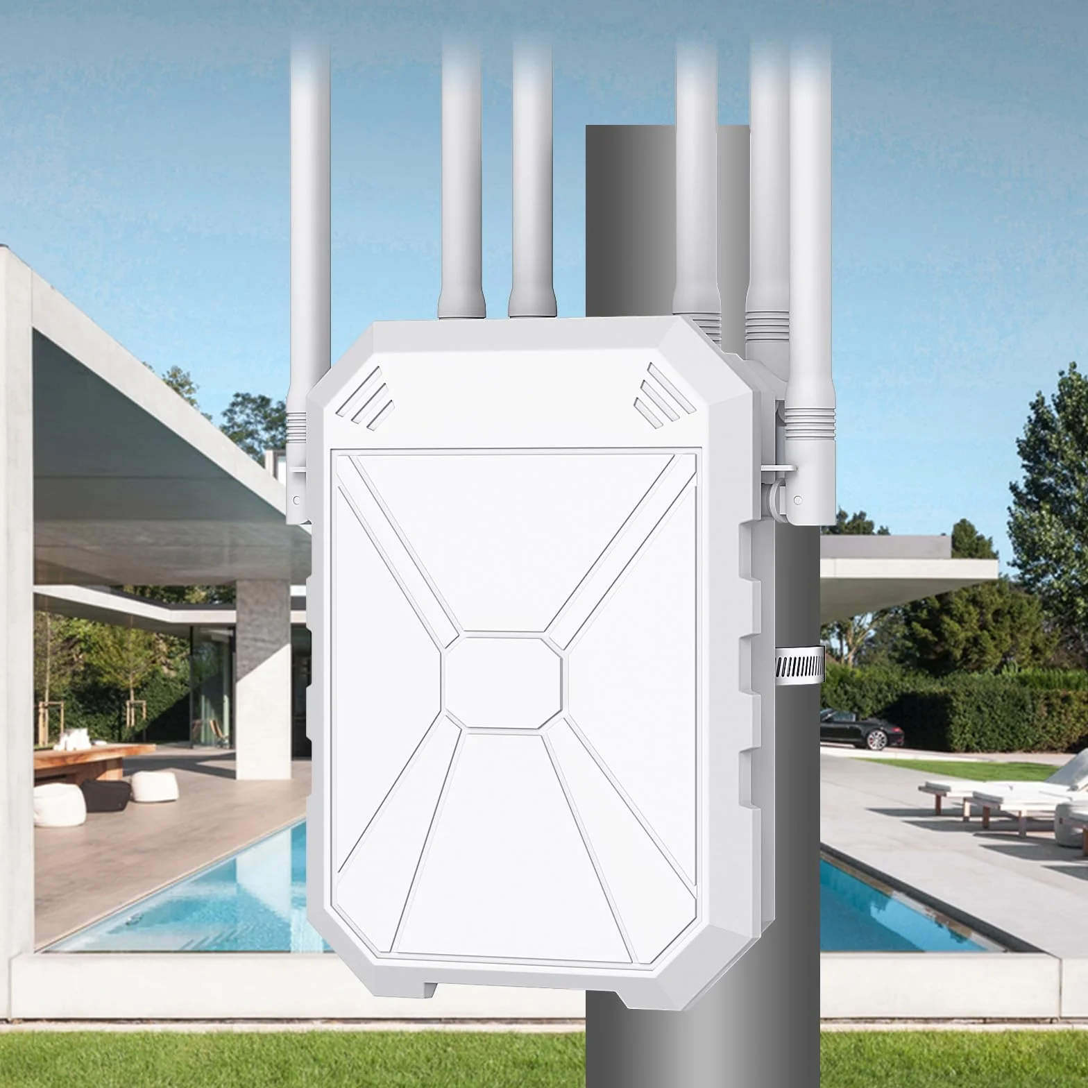 Répéteur WiFi 6 Extérieur AX1800 IP67 avec 6 Antennes 7dBi, Point d'Accès PoE Gigabit