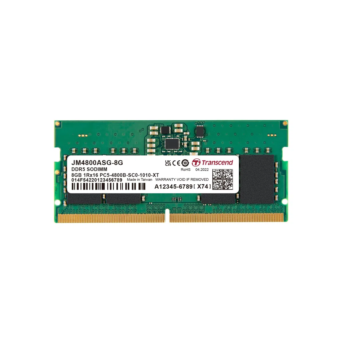Transcend JetRam 8Go DDR5 4800MHz So-DIMM CL40, RAM pour PC Portable