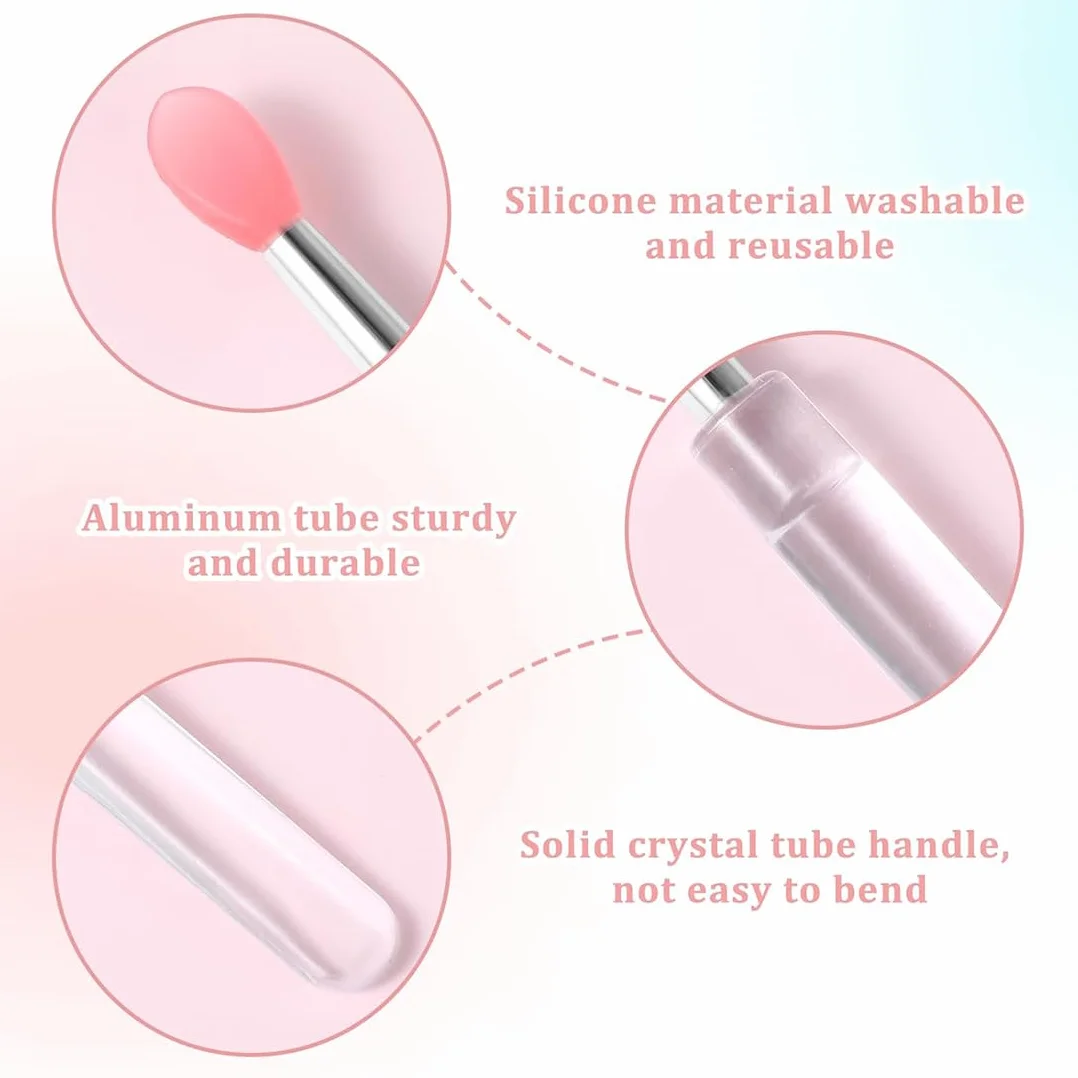 Pinceaux réutilisables pour les lèvres - applicateurs bâtonnets et brosse, pinceaux exfoliants en silicone doux, pour maquillage précis des lèvres