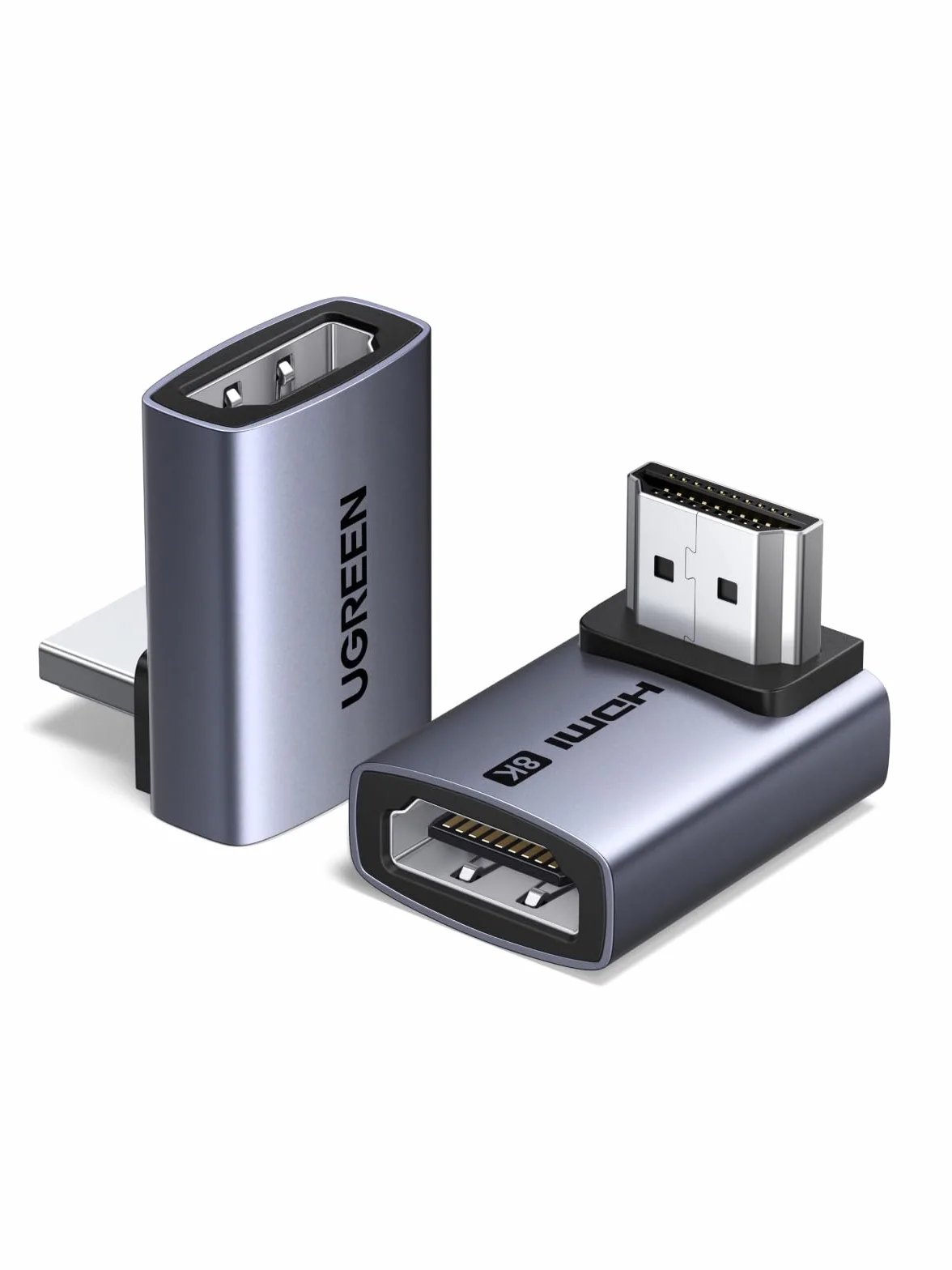 UGREEN Adaptateur HDMI 2.1 8K Coudé 90° 270° Lot de 2 48Gbps eARC HDR Aluminium