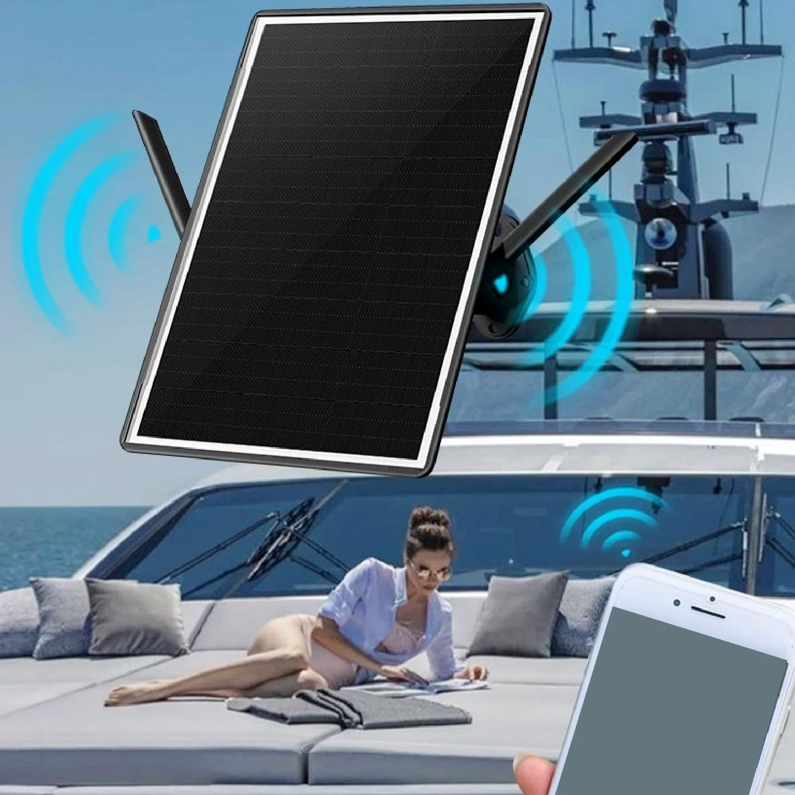 Garsent Routeur Solaire 4G LTE, 300 Mbps en Extérieur (Norme UE) | Panneau solaire 15 W, batterie 20 000 mAh, étanche IP66, WiFi 6, double antennes à gain élevé, emplacement SIM, sauvegarde