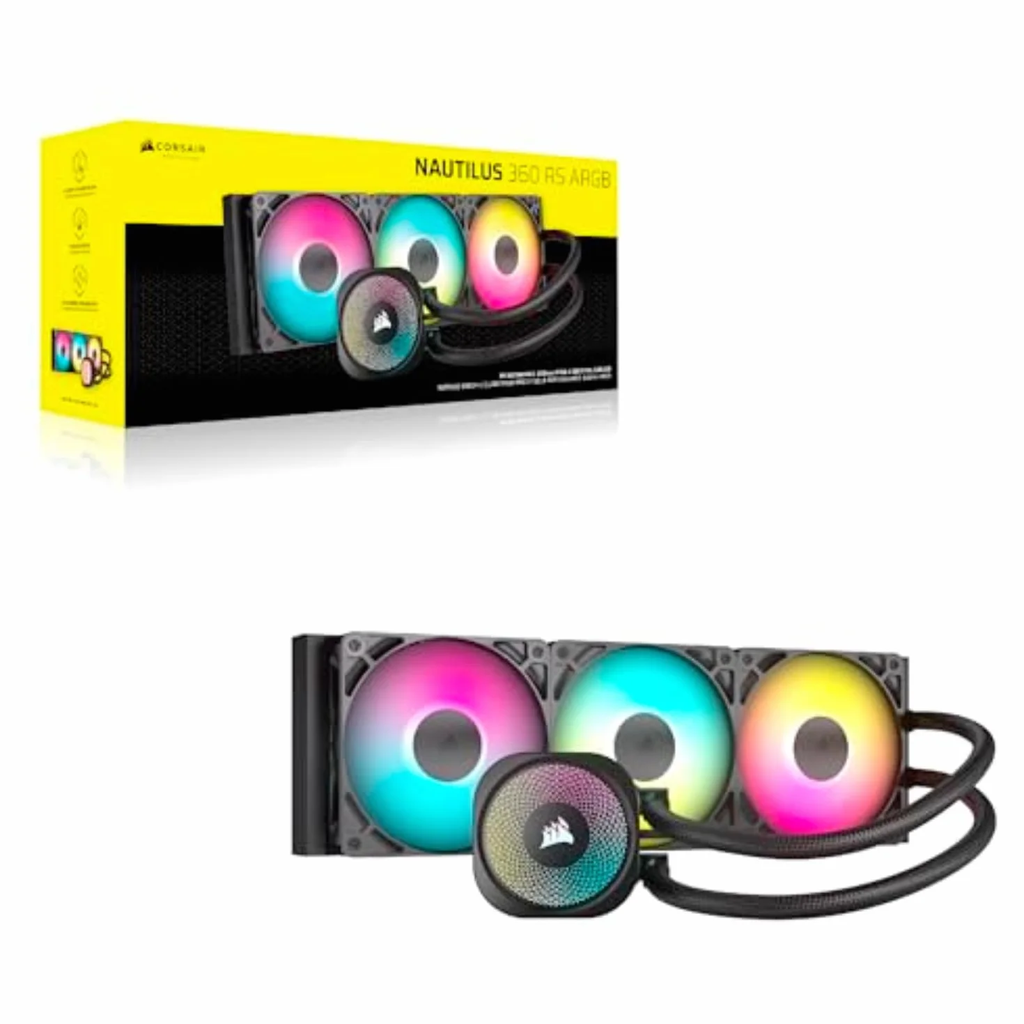 CORSAIR NAUTILUS 360 RS ARGB Refroidisseur Liquide CPU Noir 360mm AIO Faible Bruit Intel LGA 1851/1700 AMD AM5/AM4