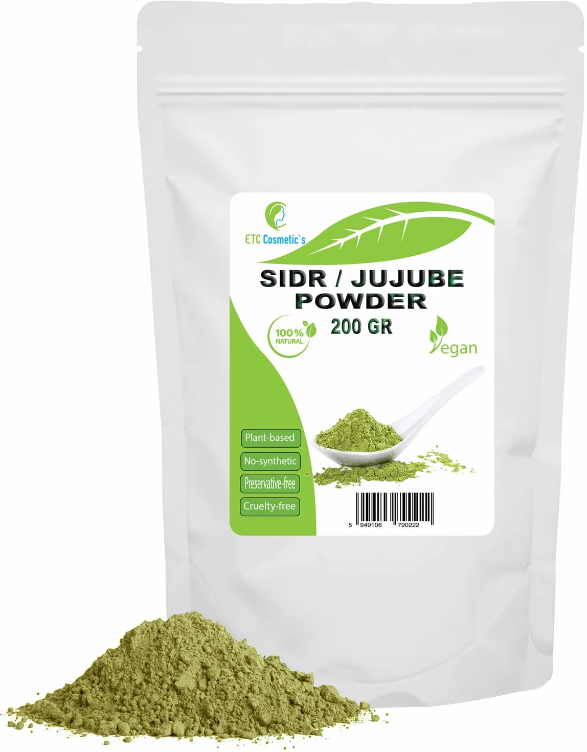 Poudre de SIDR JUJUBIER 200gr nettoyante naturelle pour cheveux fins faibles abîmés 100% pur