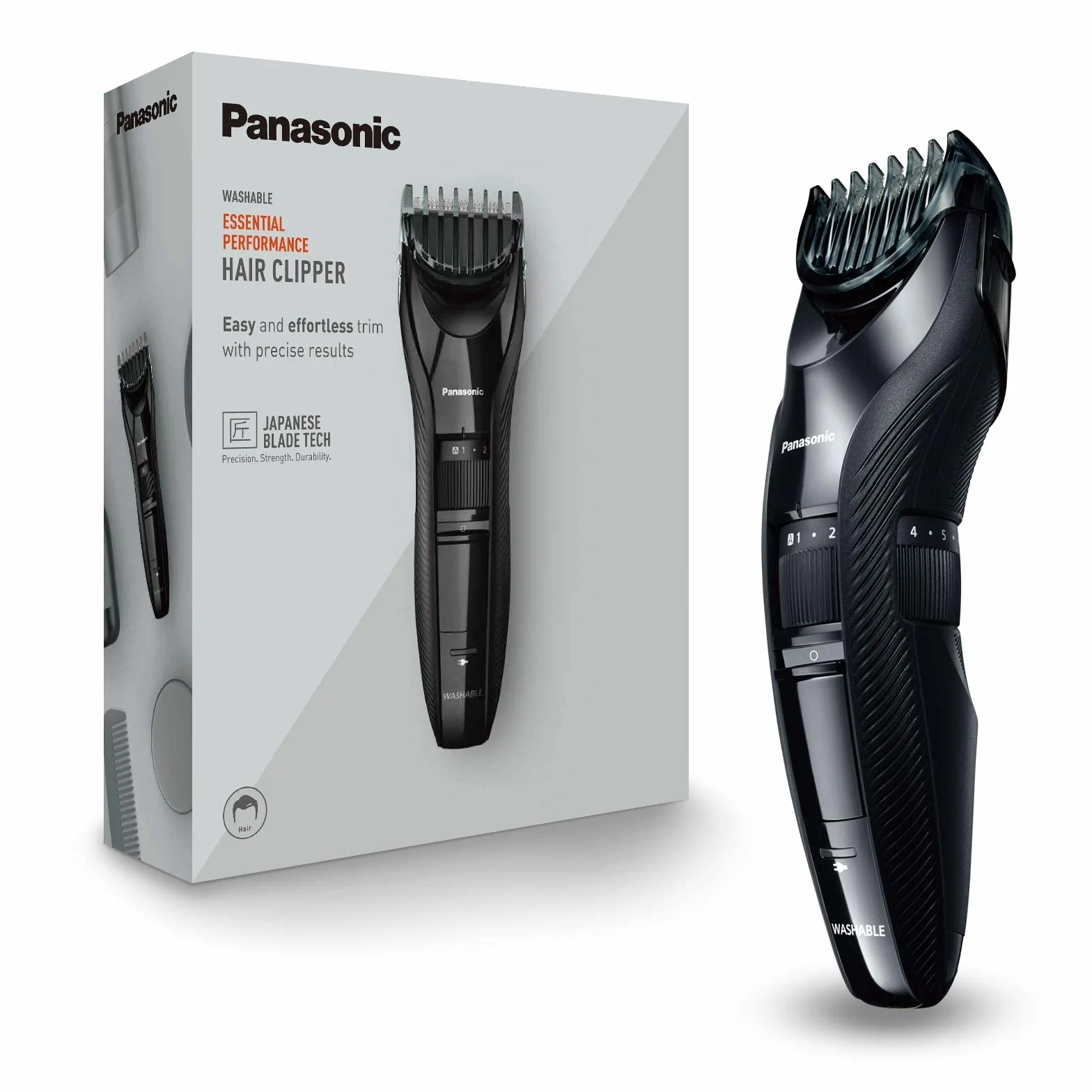 Panasonic ER-GC53-K503 Tondeuse à Cheveux Hommes Sans Fil Étanche 19 Réglages Longueur Noir