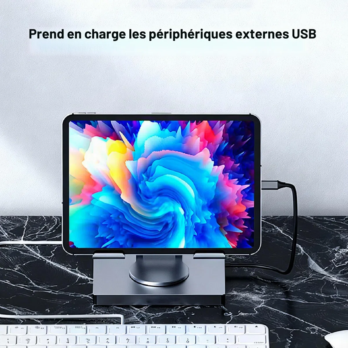 Greensen 7 en 1 Hub USB C, Support de Charge Pivotant à 360 Degrés Station d'accueil pour Ordinateur Portable avec Charge PD 100W 4K 30Hz USB 3.0, pour Pro Air XPS
