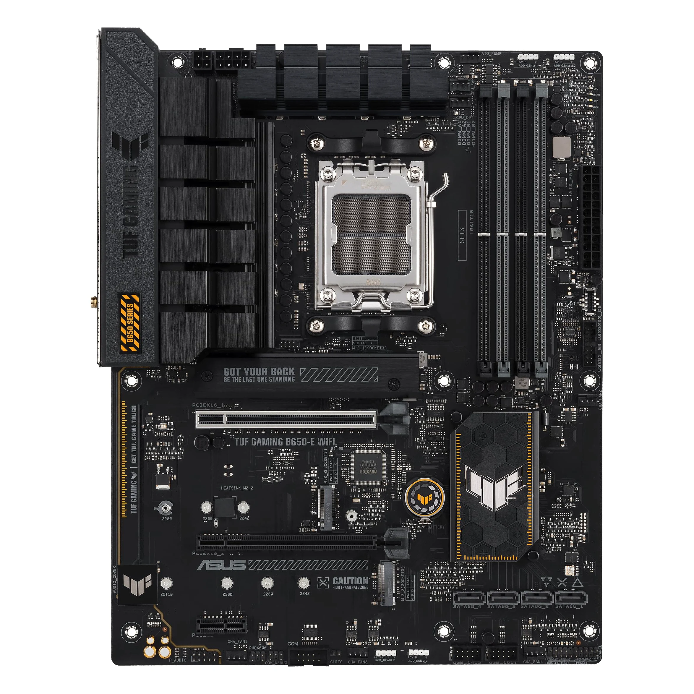 TUF Gaming B650-E Carte mère WiFi AMD B650 AM5 ATX, DDR5, 8+2 niveaux d'alimentation équipés, PCIe 5.0, un emplacement PCIe 5.0 M.2, Realtek Ethernet 2,5 Go, Wi-Fi 6E, HDMI, DisplayPort, Fan Xper4