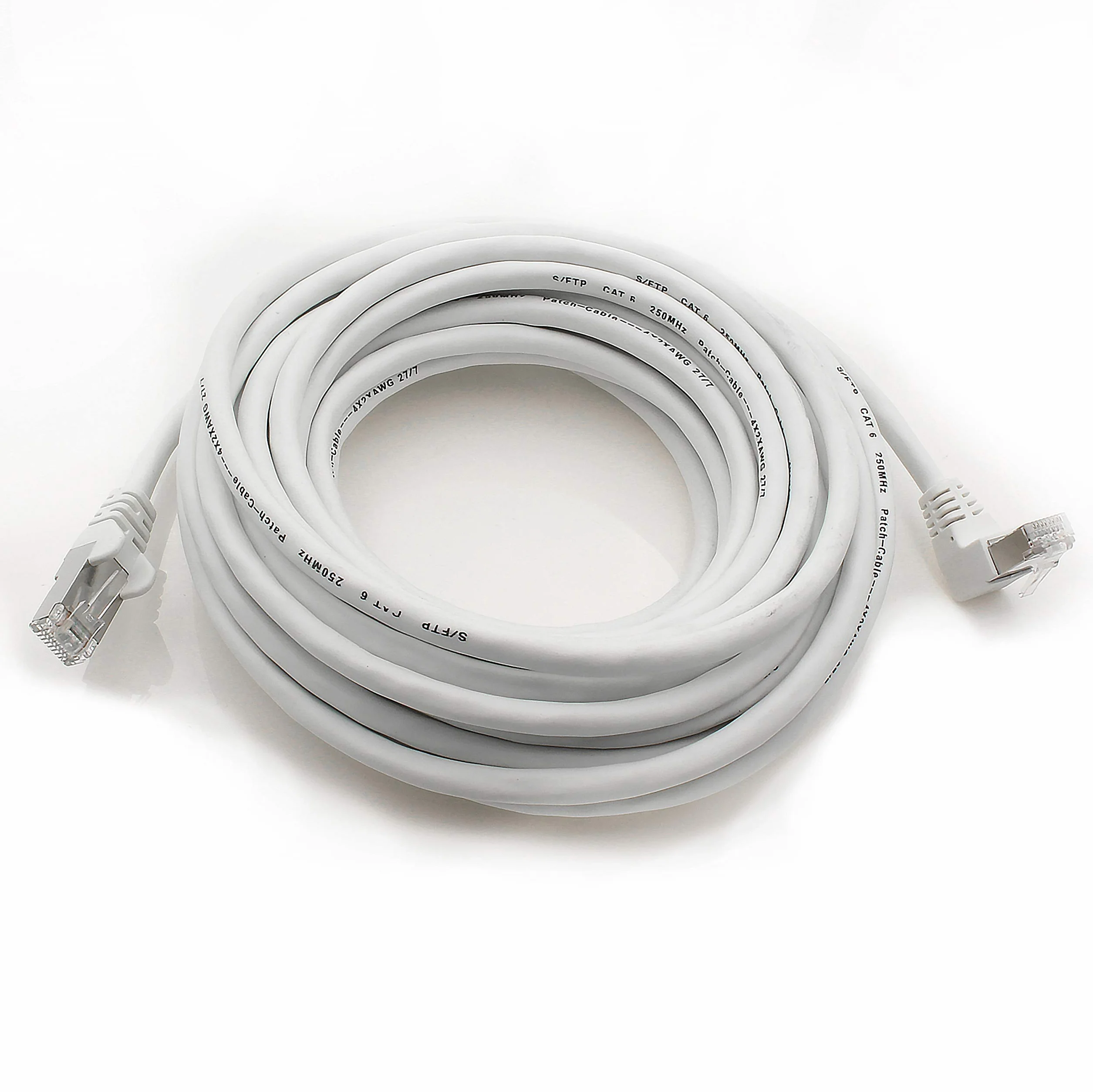 Câble réseau Cat.6 angle 90 degrés 1m blanc SFTP PIMF 1000Mbit/s RJ45
