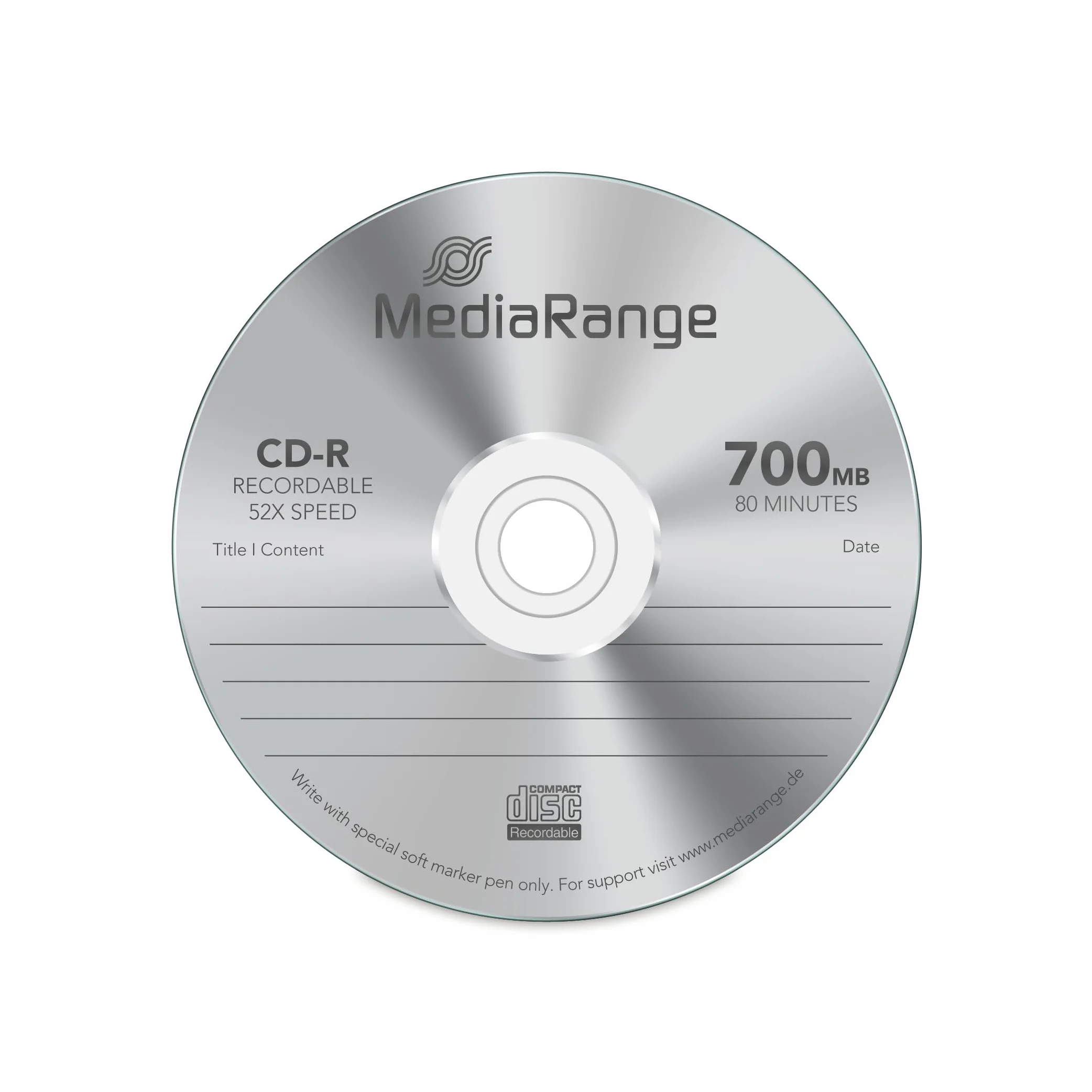 Mediarange MR201 CDR80 700MB 52x Cake Box 25 pièces