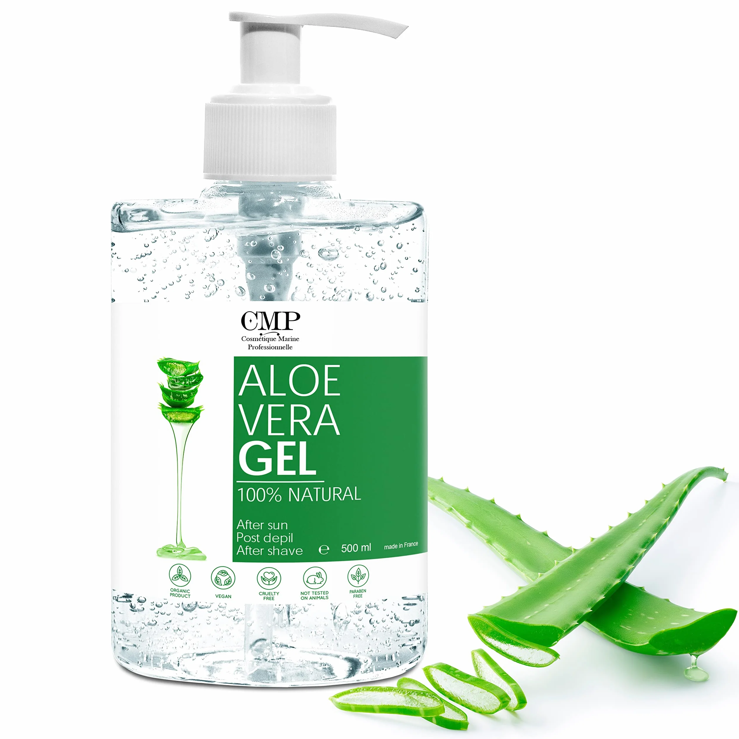 Gel d'aloe vera pur 100% naturel hydratant apaisant 500 ml
