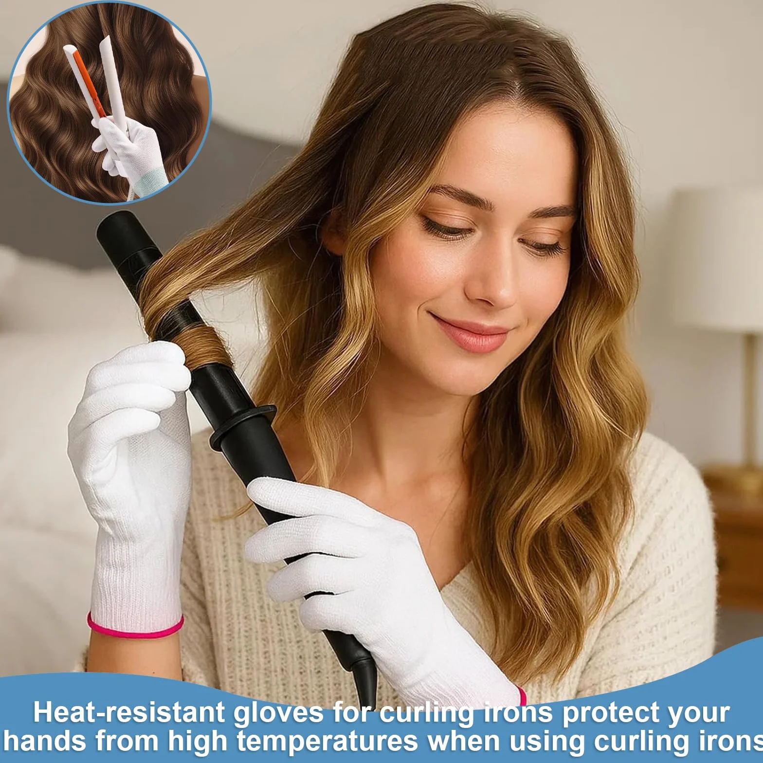 Gants Anti-Chaleur Résistants pour Coiffure – Lot de 2 Gants Rose et Vert Protection Thermique Bigoudis Fer à Lisser