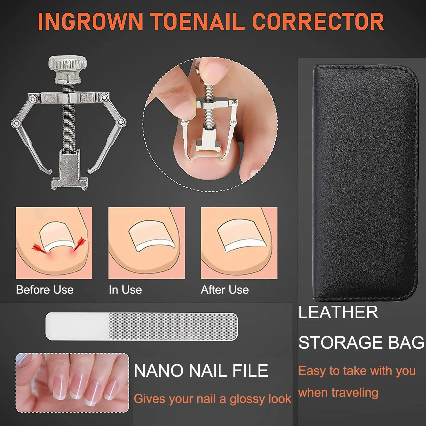 Pinces à Ongles Professionnel Acier Inoxydable Coupe Ongle de Podiatre pour Ongles Epais et Incarnés (noir + rouge)