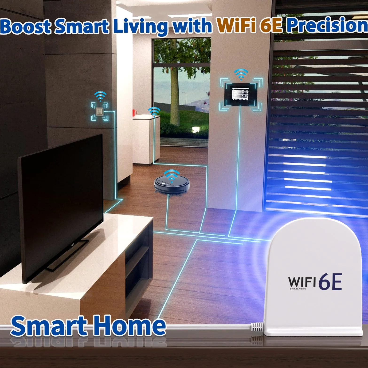 Bingfu Antenne WiFi 6E tri-bande 2,4 GHz 5 GHz 6 GHz MIMO RP-SMA mâle Base magnétique 8 dBi Antenne blanche avec câble de 2 m pour routeur WiFi, carte réseau sans fil, PC, carte mère PCI PCIe, caméra