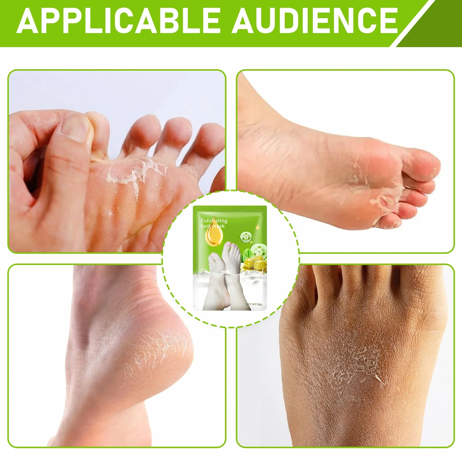 Masque Pied Exfoliant Peeling avec Acide Lactique, Olive et Glycérine pour Pieds Très Secs et Abîmés