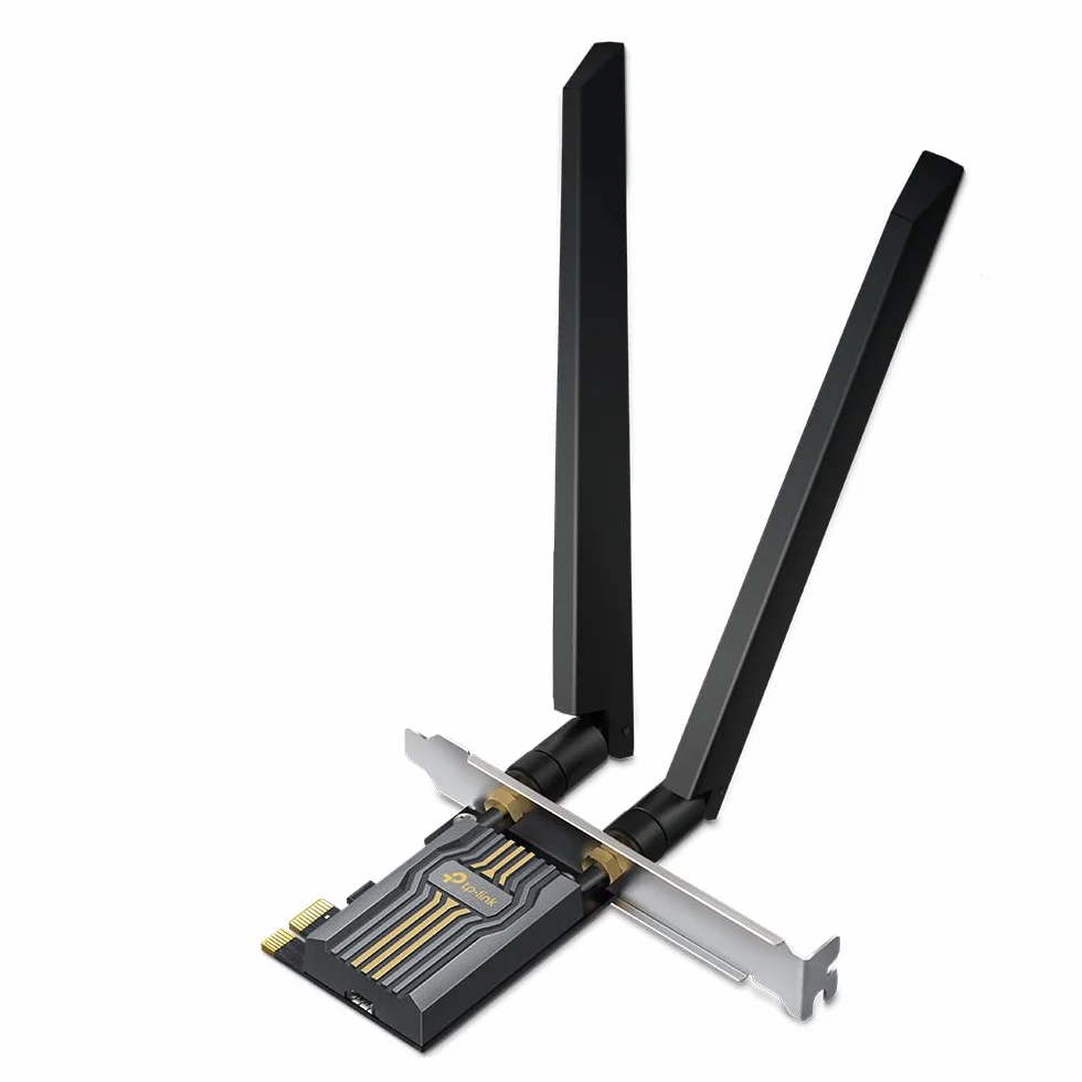 TP-Link Carte WiFi 7 PCIe BE6500 avec Bluetooth 5.4, Archer TBE400E | Tri-bande 6 GHz, MLO, antennes haut gain, idéal gaming/streaming 8K, pour Windows 11 (64 bits) uniquement