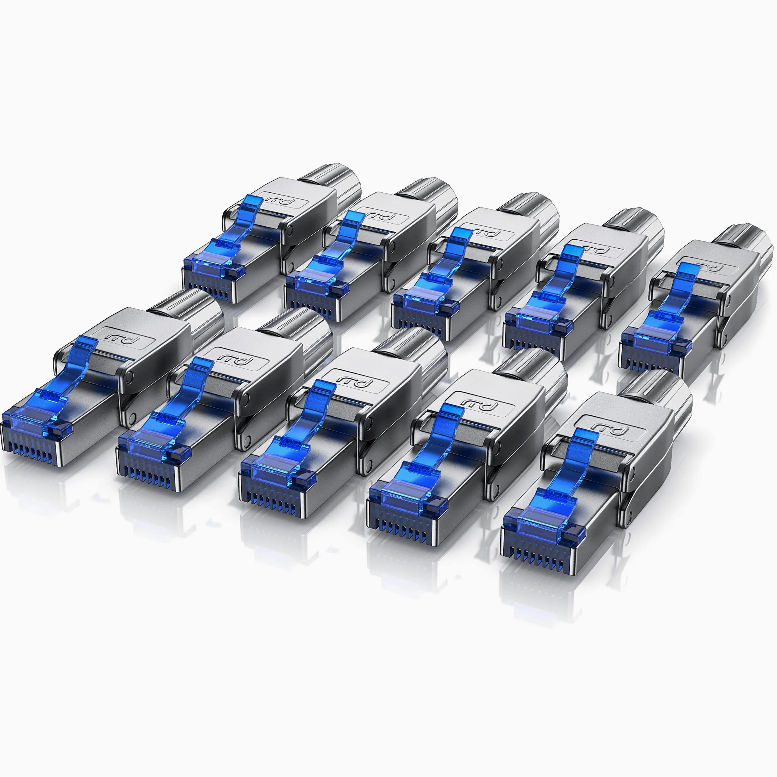 Primewire - 10x connecteurs de sertissage sans Outils RJ45 Cat 6 Cat 7 Cat 8 - connecteur modulaire rj45 - fiche rj45 sans Outil - blindé en Zinc - LAN 40 GBit/s 20000 MHz - TIA-568A, B - 23, 26 AWG