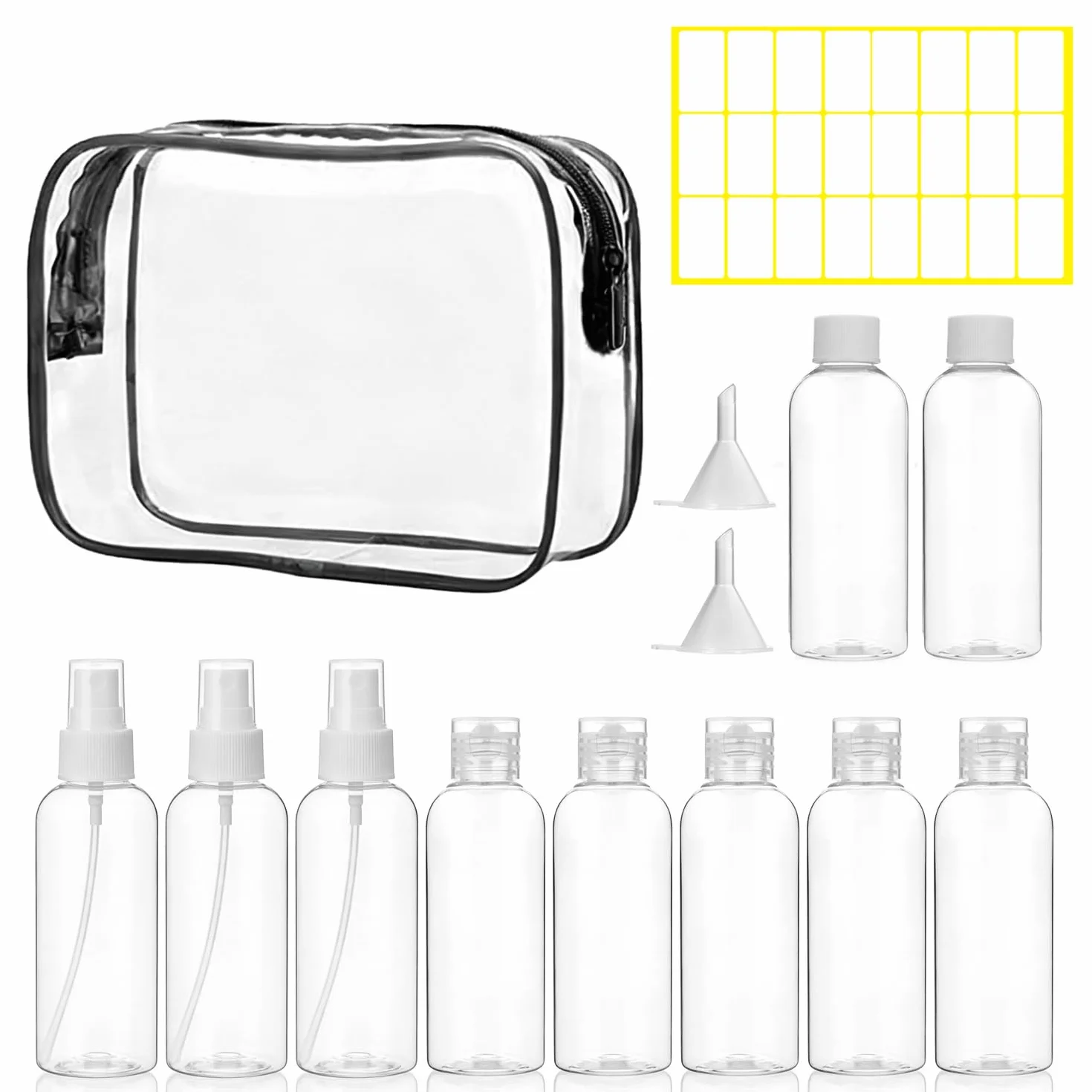 Flacons de Voyage 100ml Bouteilles Vides avec Entonnoirs pour Cosmétiques Lotion Shampoing