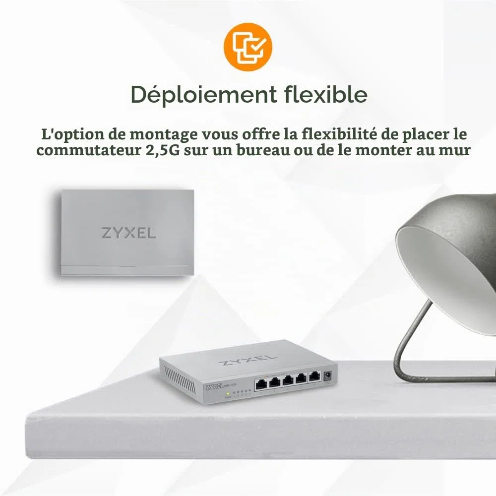 Zyxel Commutateur Non-administrable Multi-Gigabit 5 Ports 2.5G pour Le Divertissement à Domicile ou Le réseau Soho [MG-105]