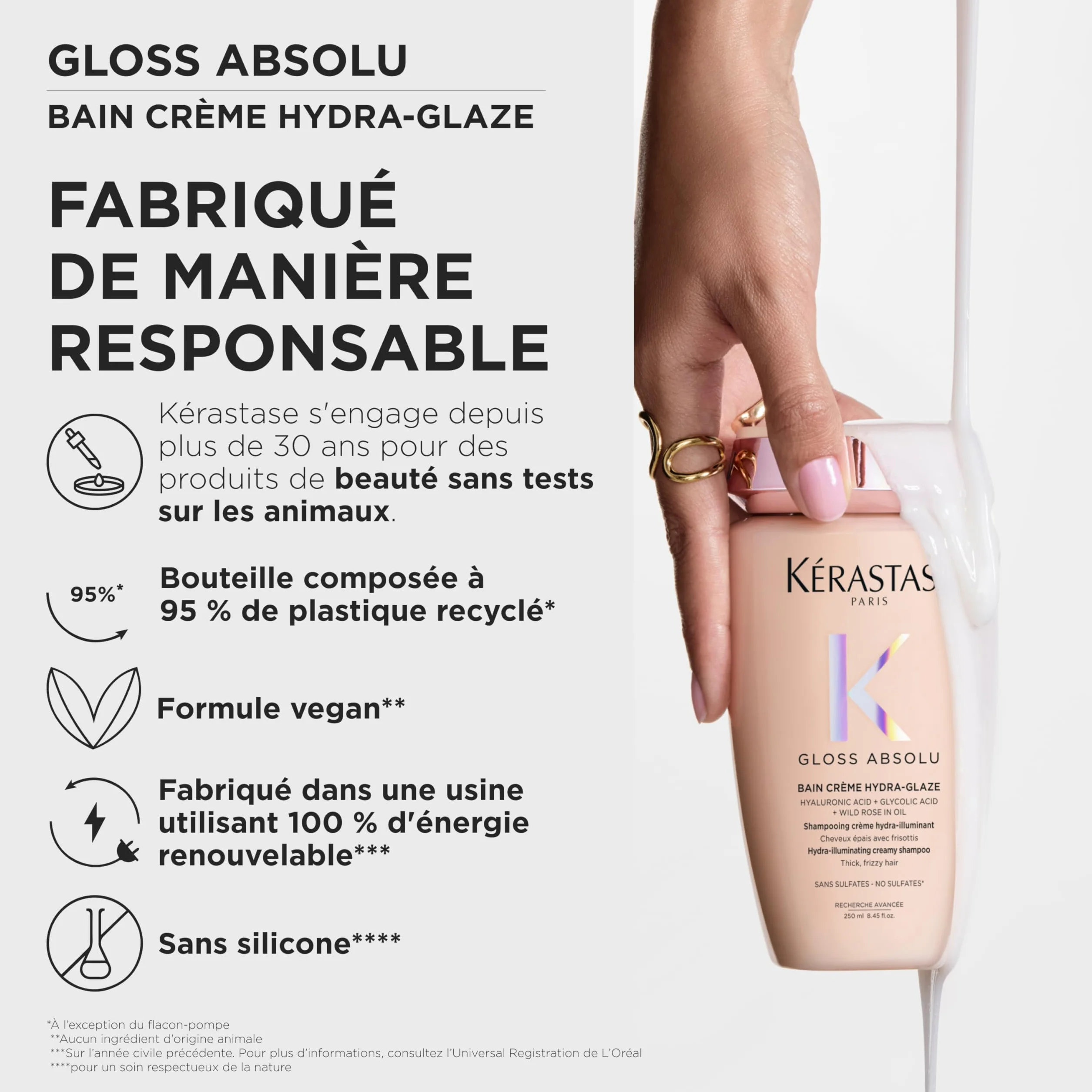 KÉRASTASE Gloss Absolu Bain Hydra-Glaze Shampoing Hydra-Illuminant Anti-Frisottis Acide Hyaluronique Cheveux Épais