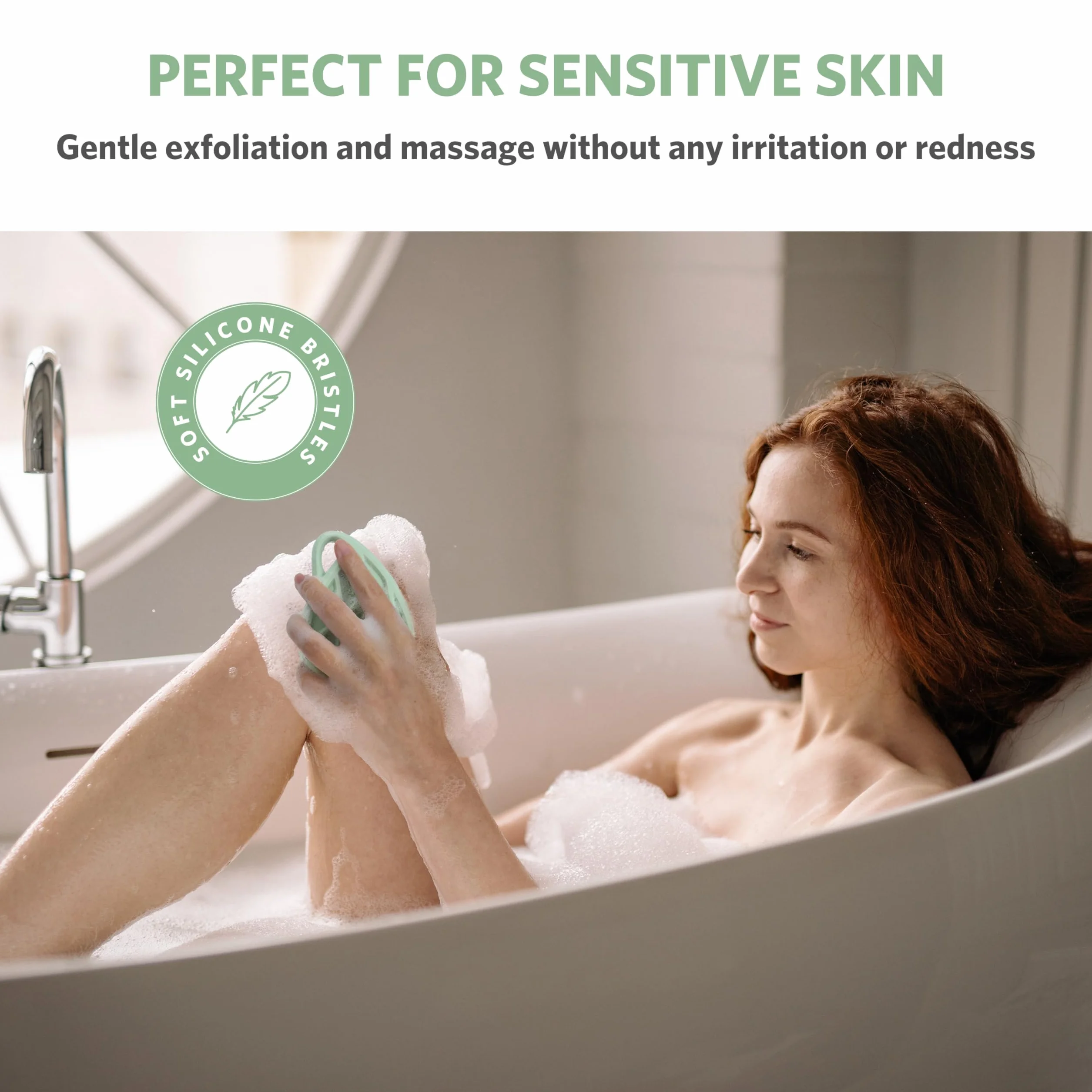 Brosse pour le corps en silicone exfoliant peau sensible loofah silicone vert sapin