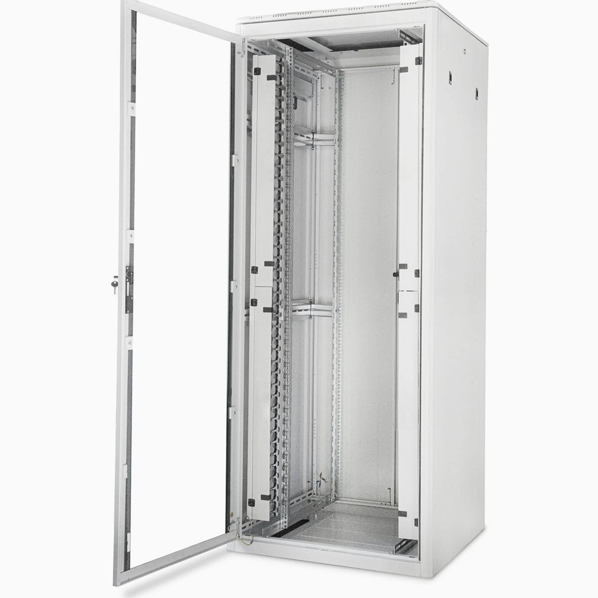 DIGITUS Armoire réseau - 19 Pouces Rack 42U - 80x100 cm - série Varioflex-N - capacité de Charge 1200 kg - Profondeur utile 770 mm - Porte Avant vitrée - Gris