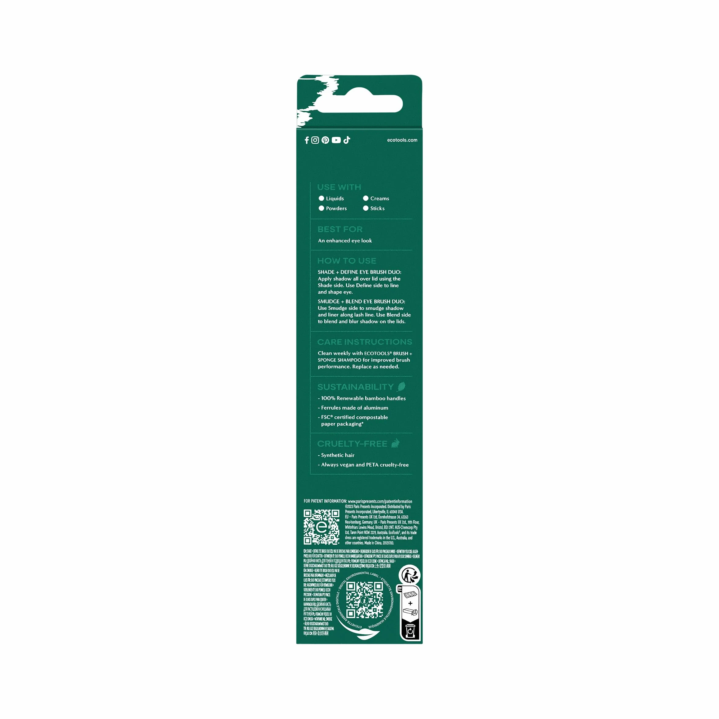 ECOTOOLS Duo de Pinceaux pour Mise en Valeur des Yeux