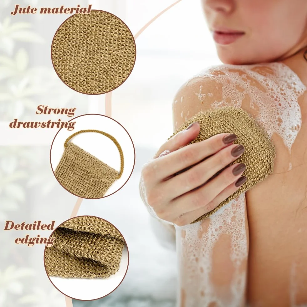 Ensemble de Gommage Dorsal en Jute avec Gants Exfoliants, Serviette Extra Longue et Sangle Naturelle