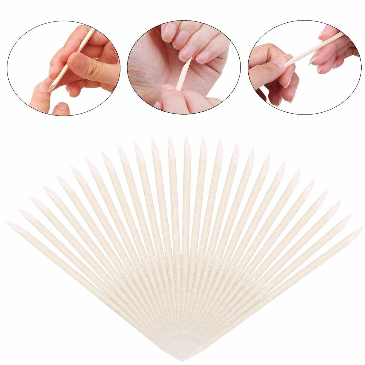 BetterJonny Bâtons de Bois Orange Stick Double Face 300Pcs Batonnets des Ongles Manucure Pédicure