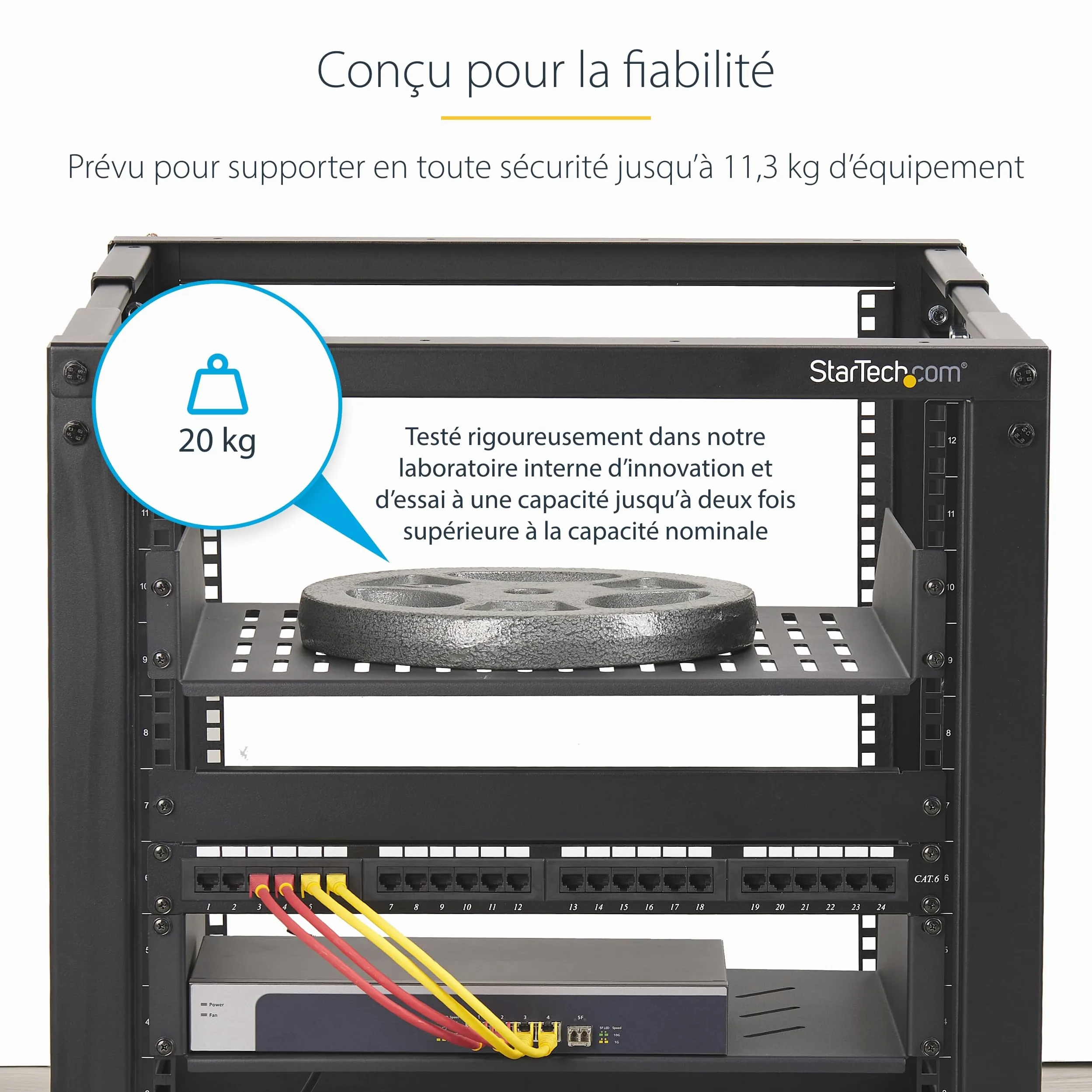 StarTech Étagère Ventilée Rack 2U, 41,5cm, 20kg (CABSHELFV2U-16-RACK) | Plateau, Montage en rack, Armoire, Acier SPCC, Écrous et vis