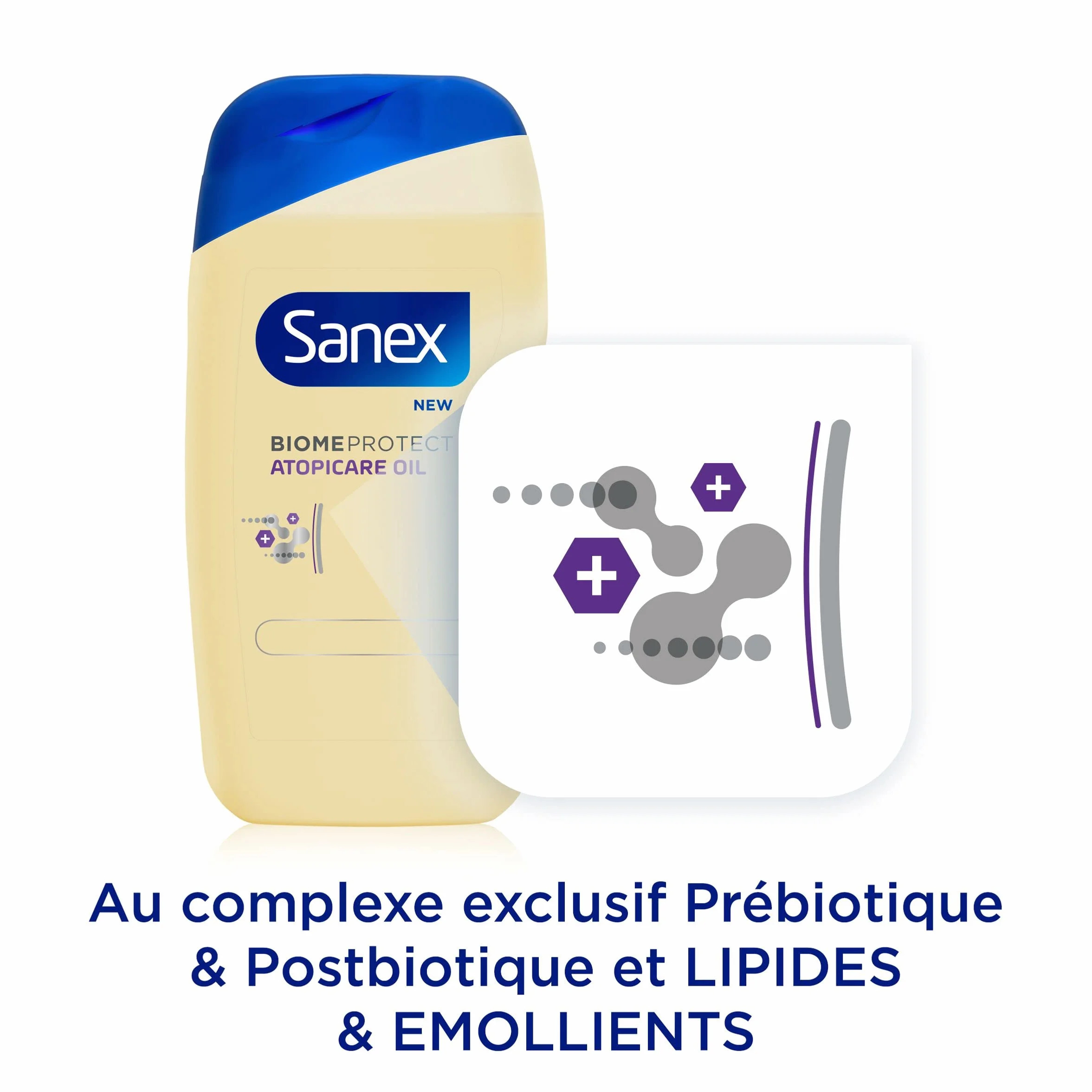 Sanex BiomeProtect Atopicare Oil Calming Huile de douche Peaux réactives à tendance Atopique 400 ml