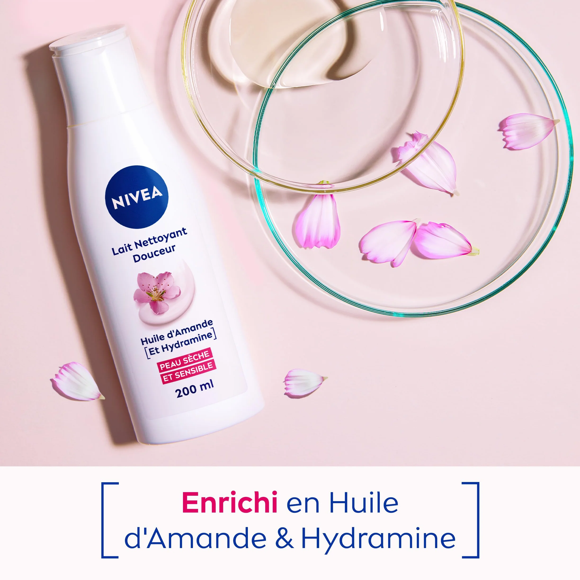 NIVEA Lait Démaquillant Visage Douceur Waterproof 200 ml Peaux Sèches & Sensibles