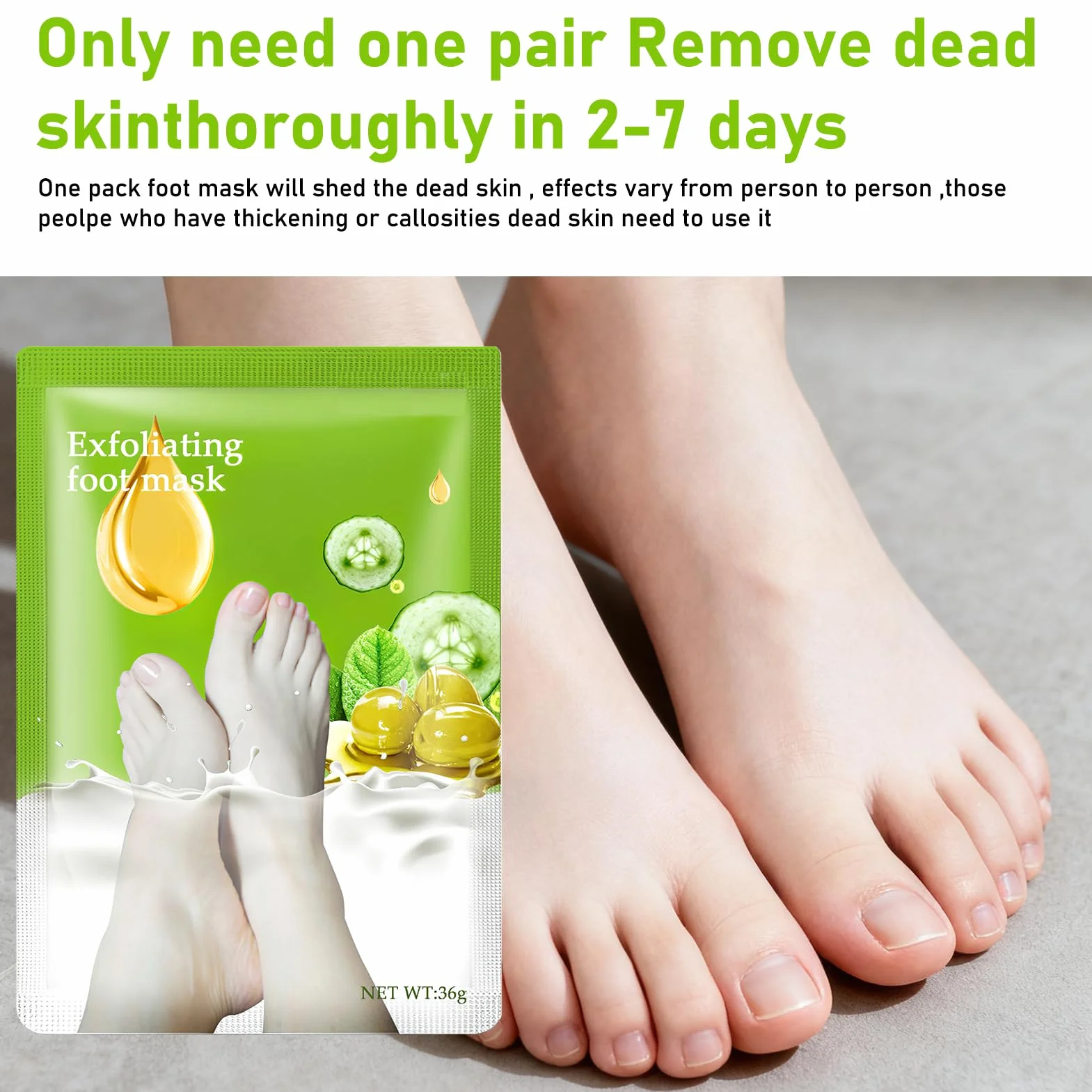 Masque Pied Exfoliant Peeling avec Acide Lactique, Olive et Glycérine pour Pieds Très Secs et Abîmés