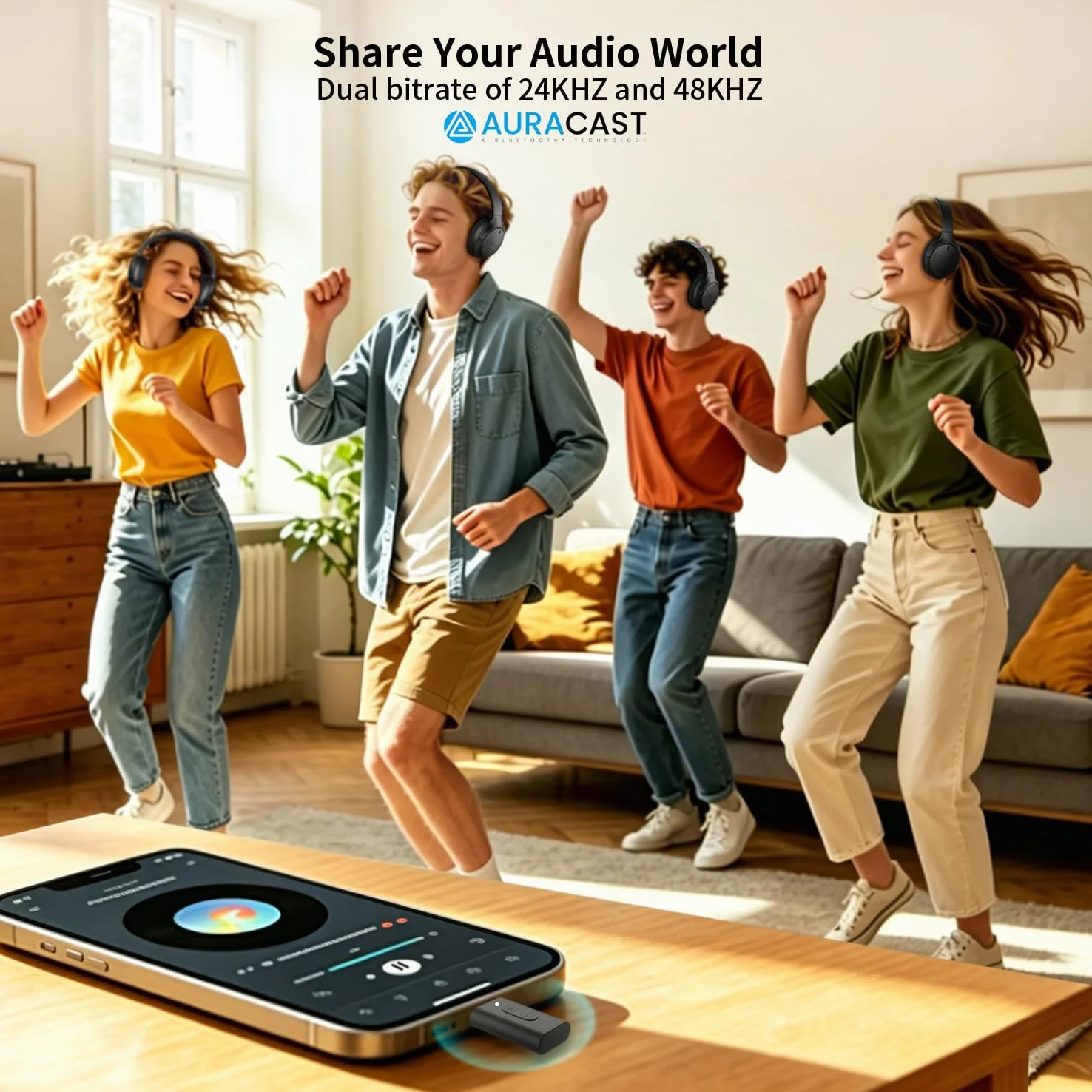 eppfun USB-C Le Audio Bluetooth 6.0 Clé Adaptateur avec LDAC APTX-Adaptive & Lossless, Auracast Émetteur Dongle pour iPhone /PS5/Switch, App d'accompagnemen
