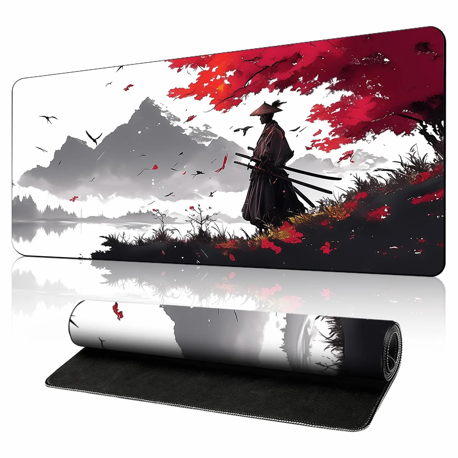 Tapis de Souris de Jeu Japonais XXL 800x300x3mm Antidérapant Imperméable Bords Cousus