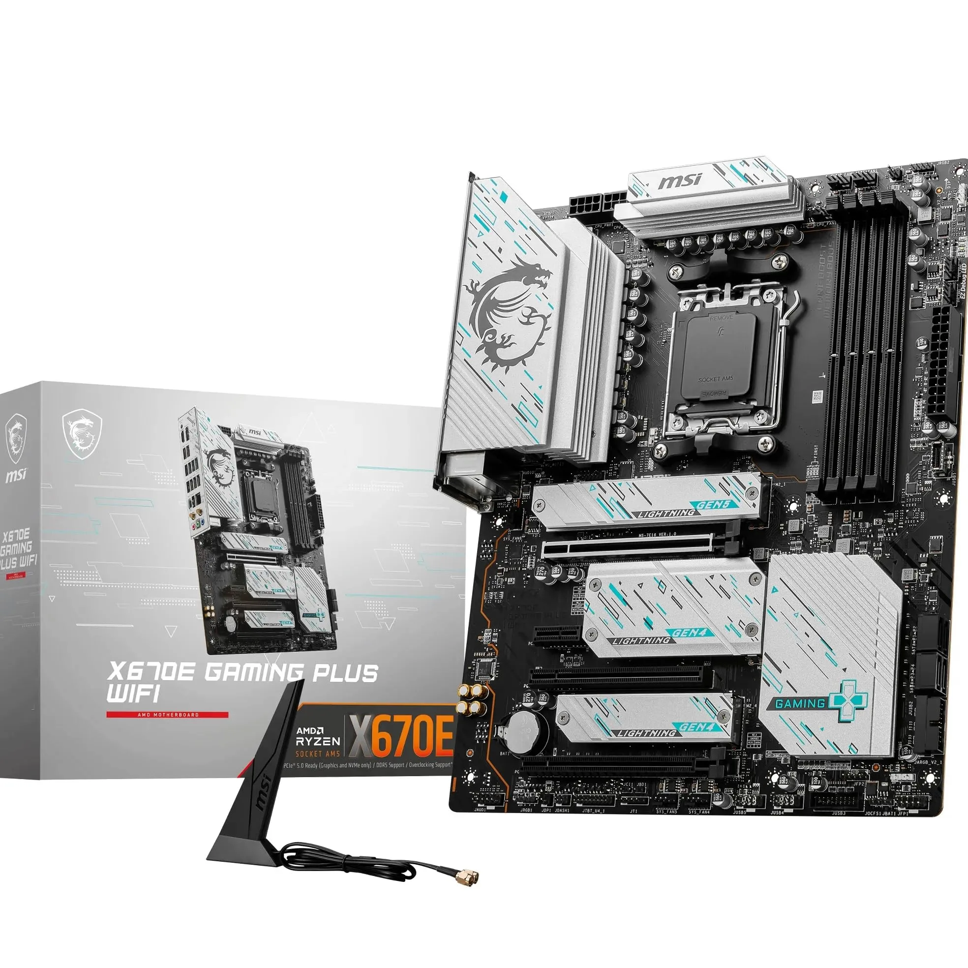 MSI X670E Gaming Plus WiFi Carte mère, ATX, Prend en Charge Les processeurs AMD Ryzen 9000, 8000 & 7000, AM5 – DDR5 Memory Boost 7800+MHz/OC, PCIe 5.0, M.2 Gen5, 2.5G LAN, Wi-FI 6E