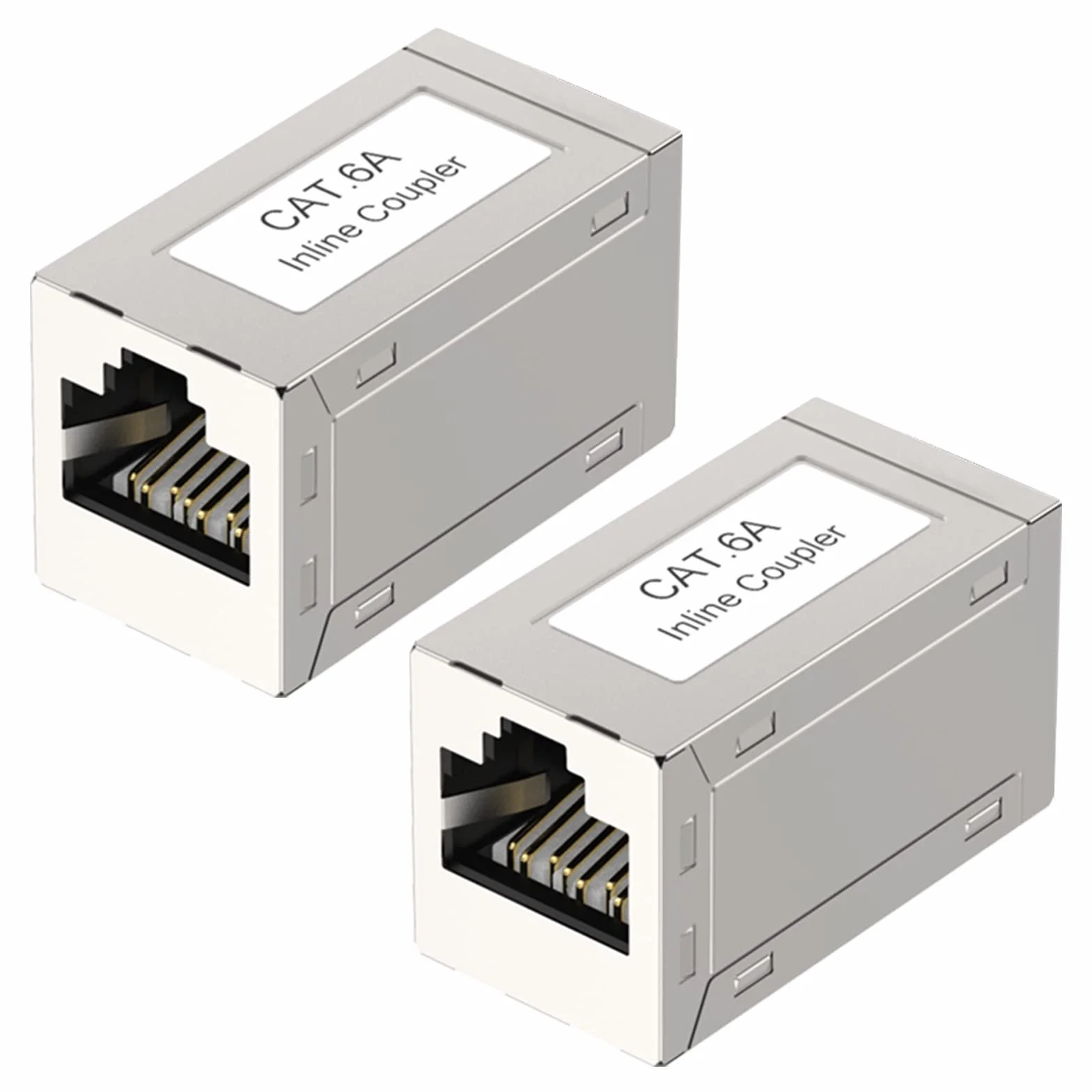 VCE Coupleur RJ45 Blindé Cat6A Inline Adaptateur, Plaque Or Raccord Femelle Femelle pour Ethernet Cat7/ Cat6A/ Cat6/ Cat5e Lot de 2