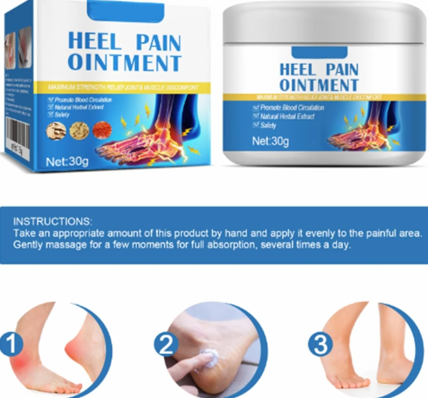 Crème Soulagement Douleur Pied, Pommade Apaisante Talons, Pieds, Douleurs Musculaires
