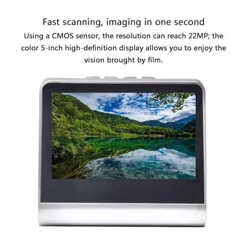 Scanner de film numérique, scanner de diapositives 22 MP avec écran LCD de 5 pouces, mémoire intégrée de 16 Go, convertit 135/110/126 diapositives négatives et monochromes en photos JPEG