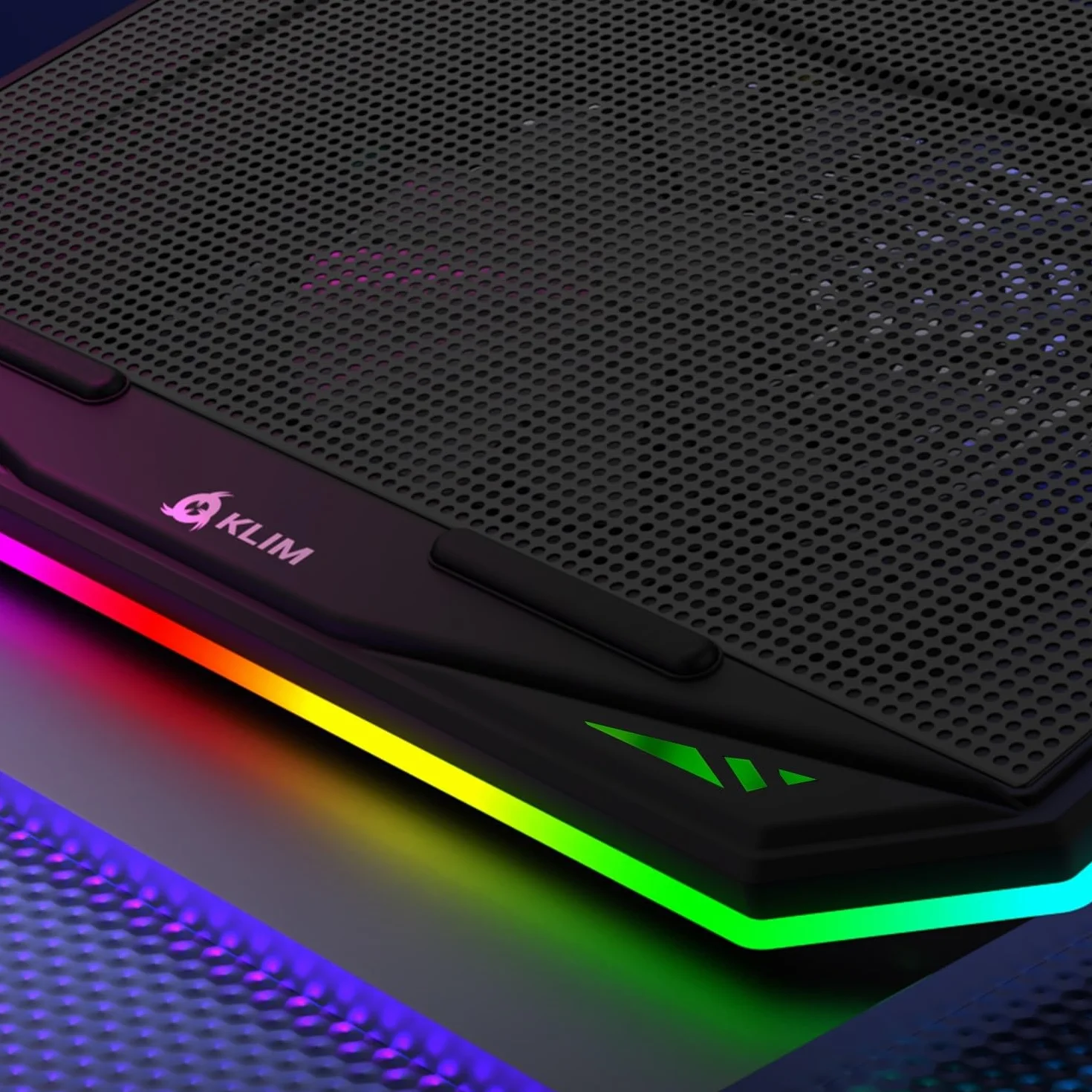 KLIM K21 Support PC Portable Ventilé Gamer 11"-17" RGB Refroidisseur Compatible Mac PS4