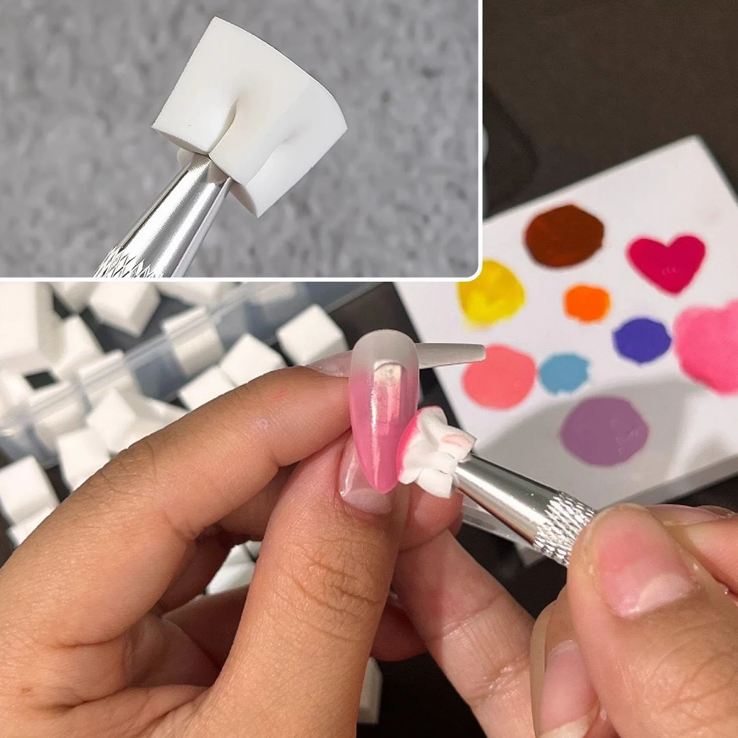 200 Cubes De Tofu De Manucure, 1 Stylo À Gratter, Outils De Manucure, Éponge De Manucure