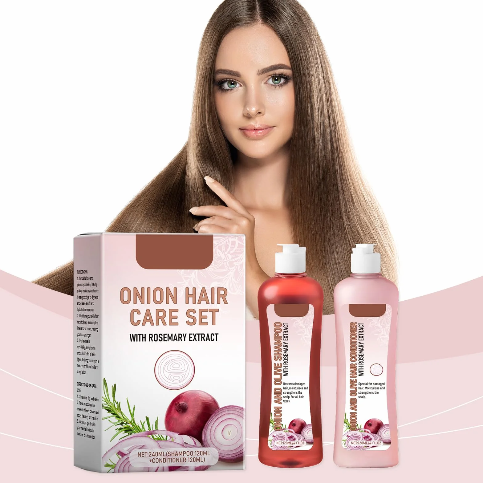 Kit anti-chute cheveux oignon biotine romarin hydratant tous types cheveux