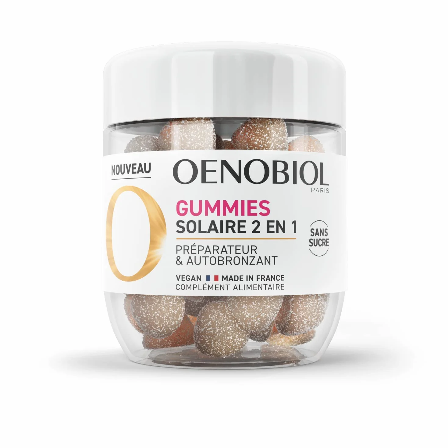 OENOBIOL Solaire 2 en 1 Gummies - Préparateur Solaire Autobronzant - Complément Alimentaire 1 Mois 60 Gummies - Sans Sucre Vegan