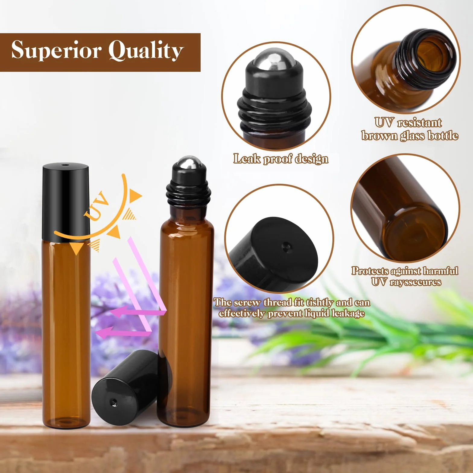 32 Flacon Huile Essentielle Vide 2/3/5/10ML Cosmetic Roller Bottle Fragrance Roll On