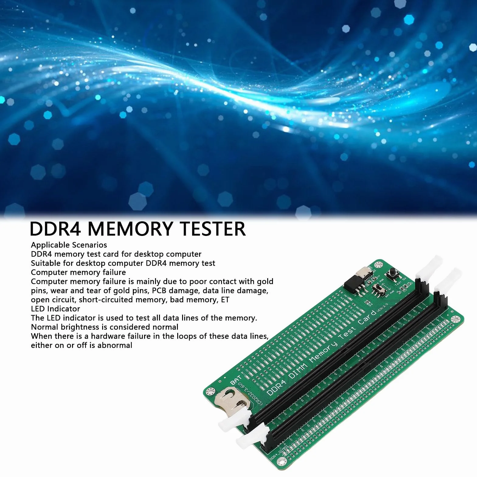 Testeur de Mémoire DDR4 pour Ordinateur de Bureau avec Indicateurs LED