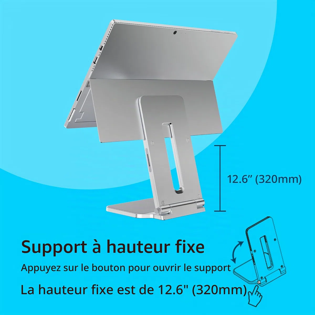 Kensington - Support pour Tablette Surface Pro & Surface Go, en Collaboration avec Microsoft, 126,4 x 139,4 x 193 mm, Base Antidérapante & Surface Matelassée, Support pour Tablette Tactile (K58277WW)