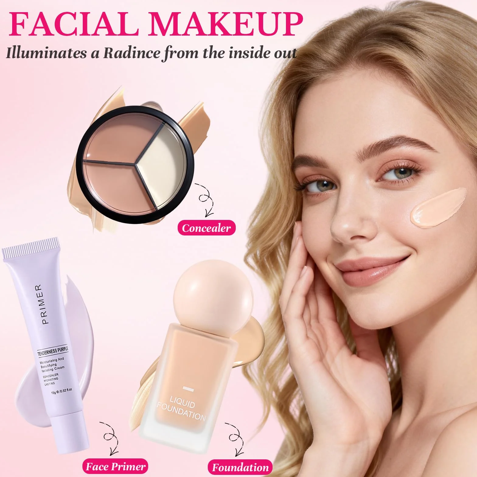 Coffret Maquillage Femme Professionnel avec Ombres Paupière Fond de Teint Lipgloss Blush Correcteur Mascara Eyeliner Pinceaux