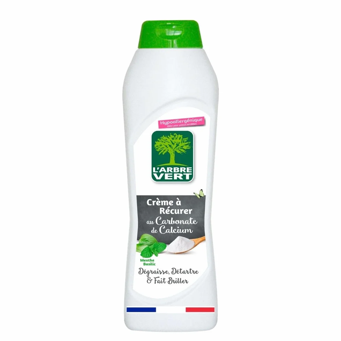 L'Arbre Vert Crème À Récurer au Carbonate de Calcium Menthe Basilic 500mL