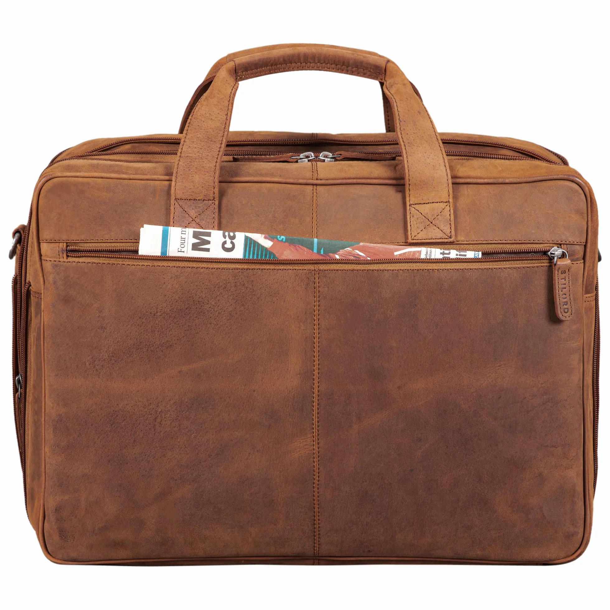 STILORD Gigantus Sacoche Cuir Homme XXL Serviette en Cuir Sac d'enseignant Sac d'affaire Sac bandoulière Homme Sac Professeur Femme Couleur:Noir