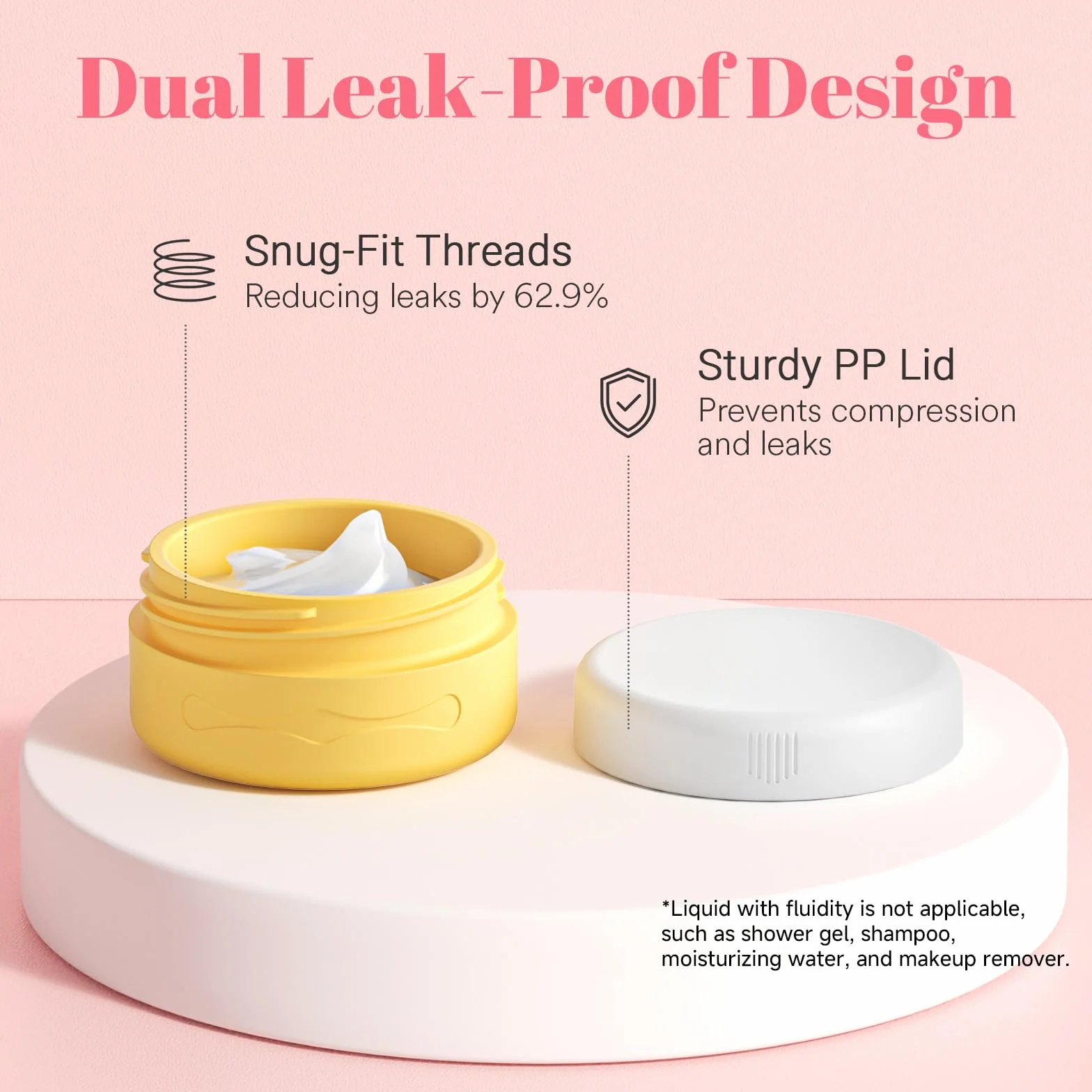 Flacon Voyage sans BPA 40ml, Récipients de Toilette Approuvé TSA, Pots à Crème en Silicone Anti-fuite