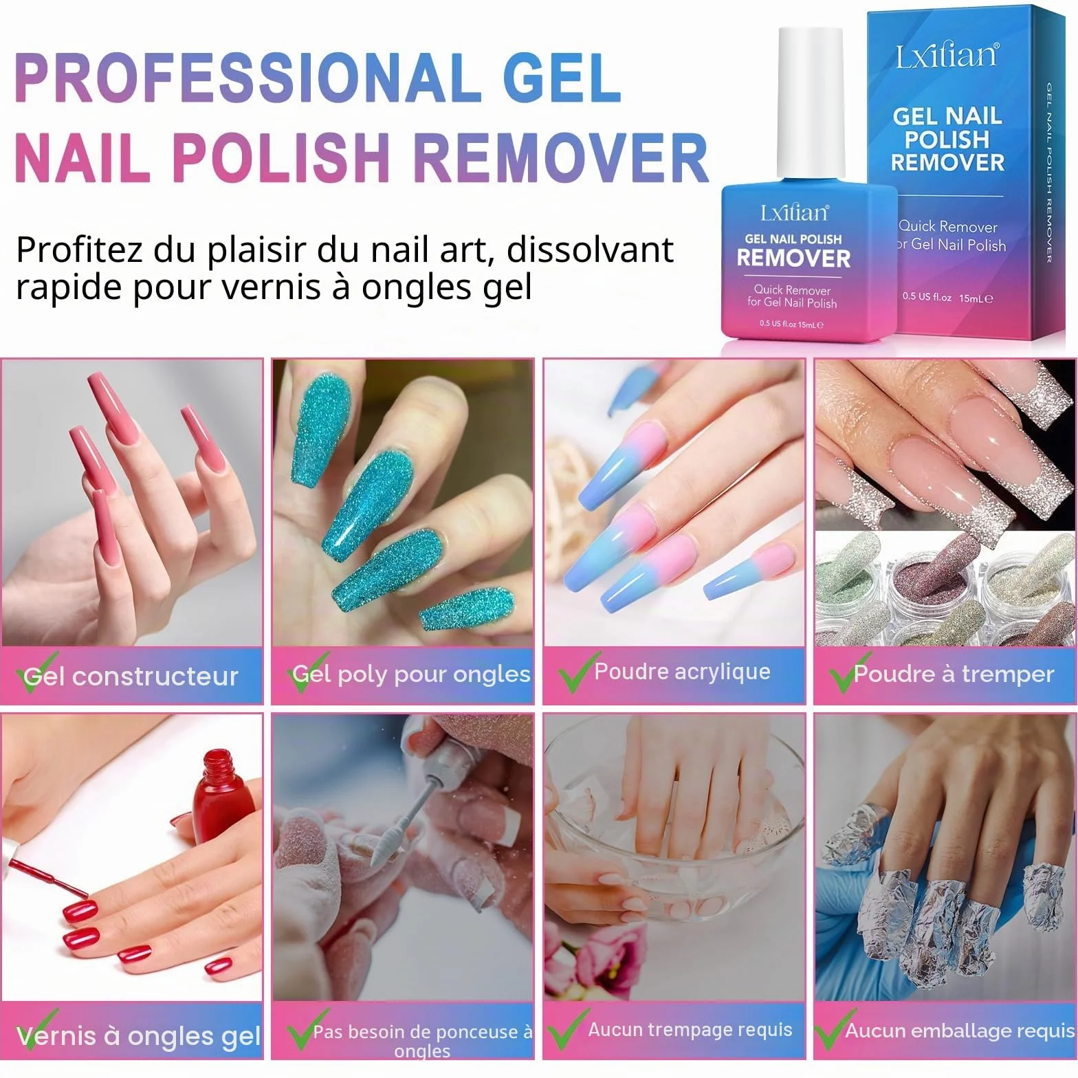 Dissolvant Vernis Semi Permanent, Remover à Ongles, Facile Sans Abîmer les Ongles